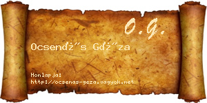 Ocsenás Géza névjegykártya